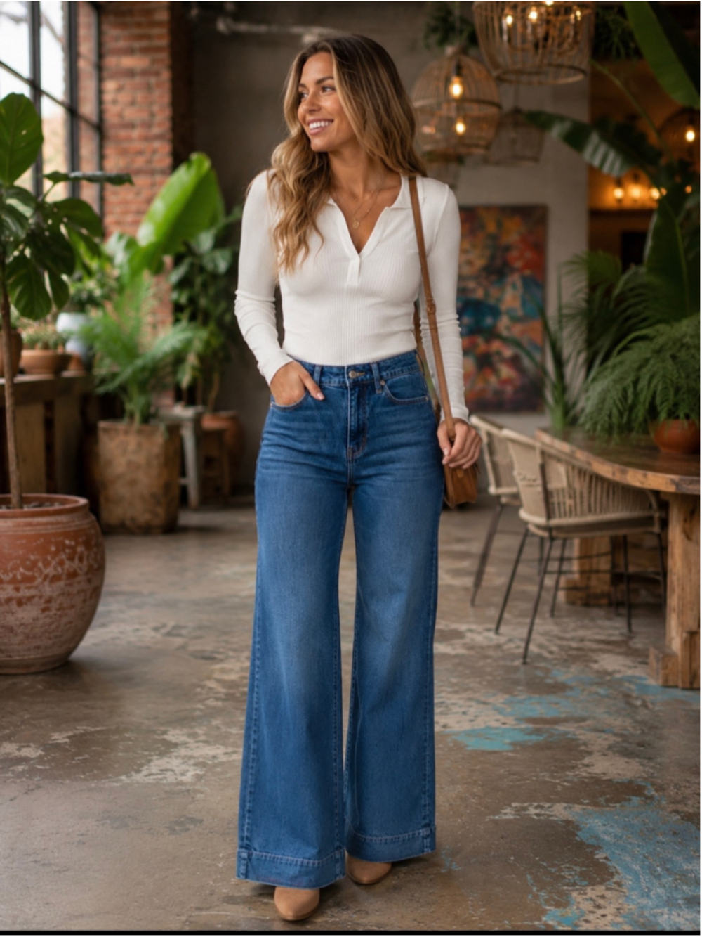 Women's J.Crew '96 Wide Leg Denim Trouser Jeans, Size 27, Blue